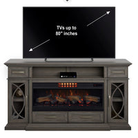 Tresanti Gabrielle 74" TV Console with ClassicFlame CoolGlow 2-in-1 Electric Fireplace and Fan