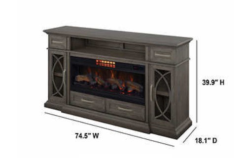 Tresanti Gabrielle 74" TV Console with ClassicFlame CoolGlow 2-in-1 Electric Fireplace and Fan