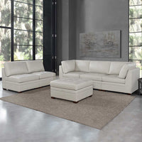 Thomasville Tisdale Leather Sectional with Storage Ottoman Cream