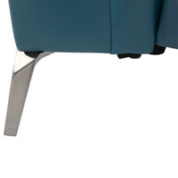 Carvel Top-grain Leather Power Reclining Sofa with Power Headrest, Teal(2 USB ports-Metal legs-Foam seat cushion)
