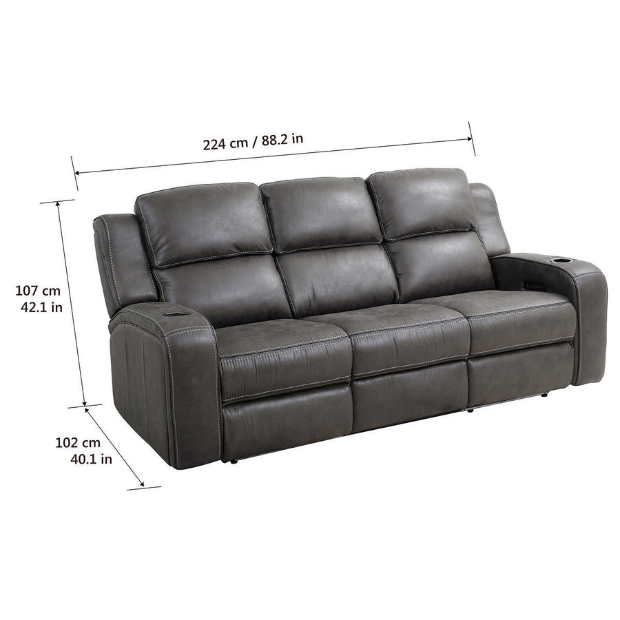 Matteus Fabric Power Reclining Sofa with Drop Down Table