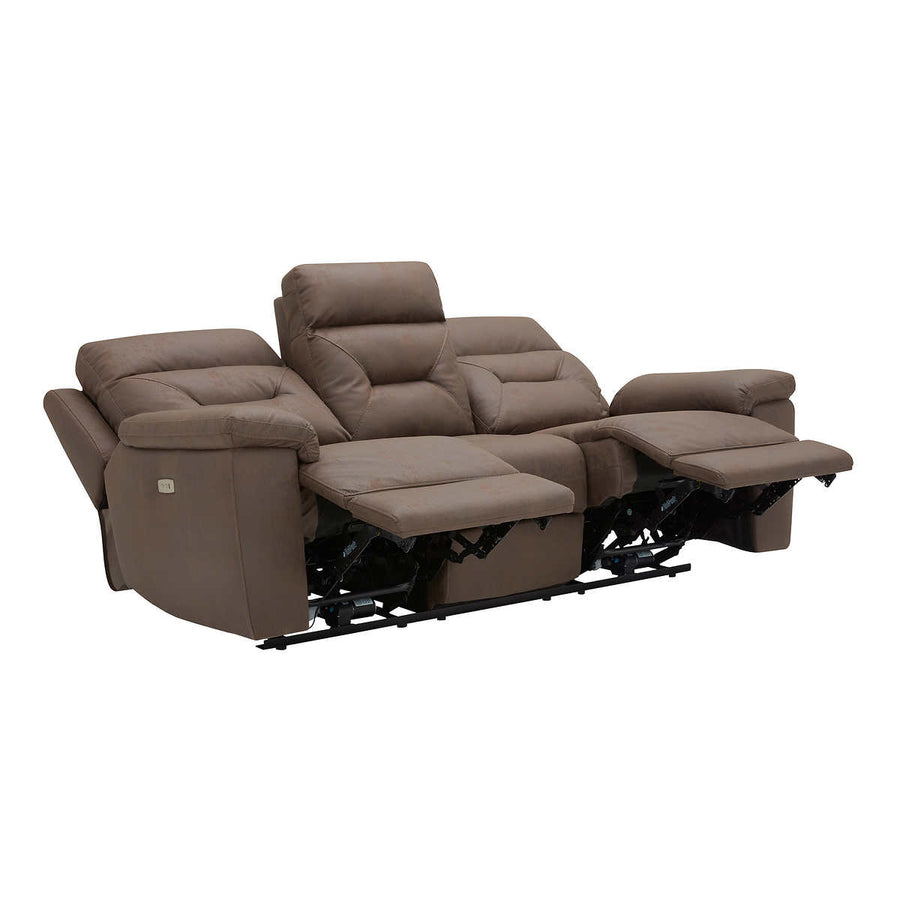 Lawton Fabric Power Reclining Sofa with Power Headrests, Brown