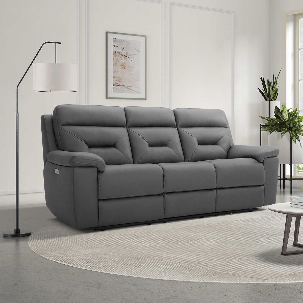 Lawton Fabric Power Reclining Sofa with Power Headrests, Gray – Danca ...