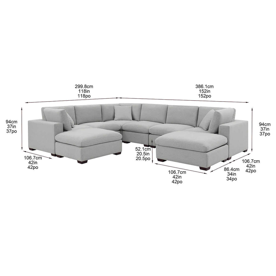 Thomasville Lowell 8-piece Fabric Modular Sectional, Gray **RE-STOCK ALERT**